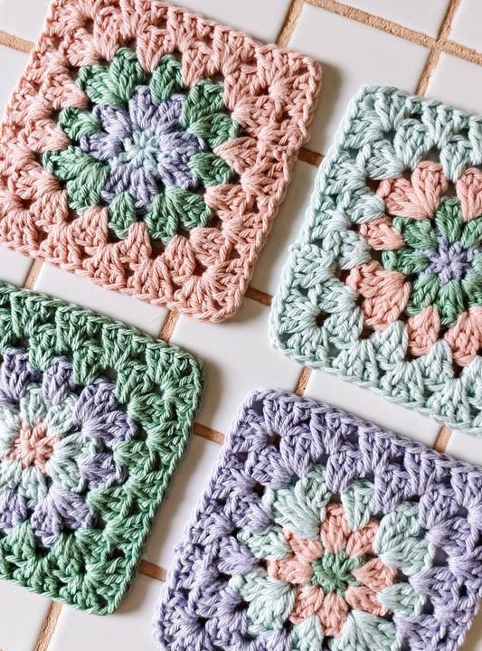 flower crochet coaster set - multi colours